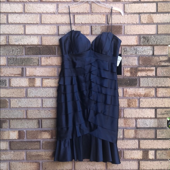 Aiden Mattox Navy Blue Silk Ruffled Dress!! - Picture 1 of 8